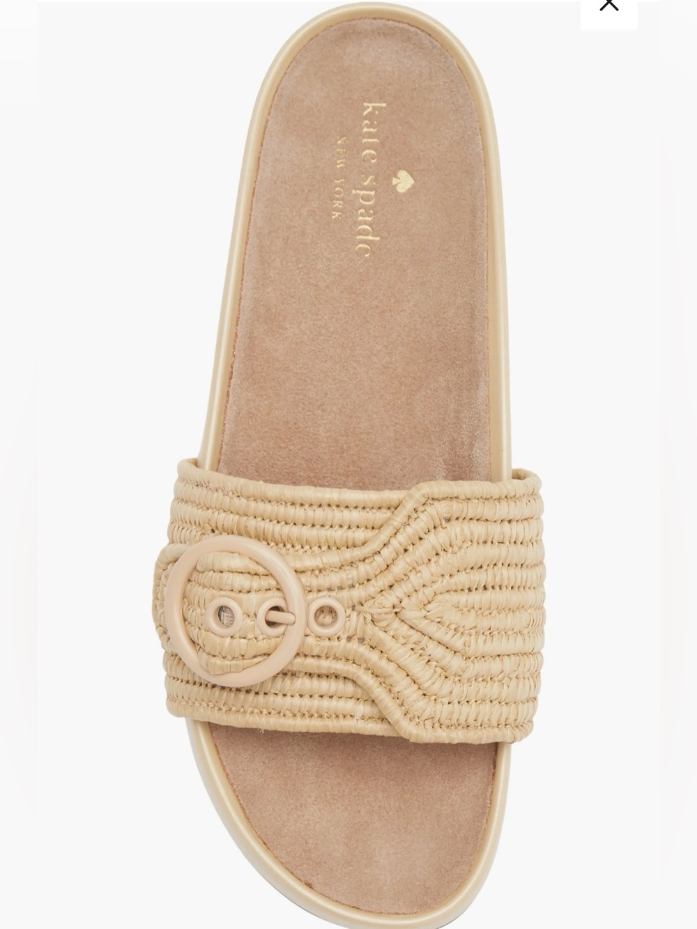 kate spade woven beige buckle slide sandal Without Box